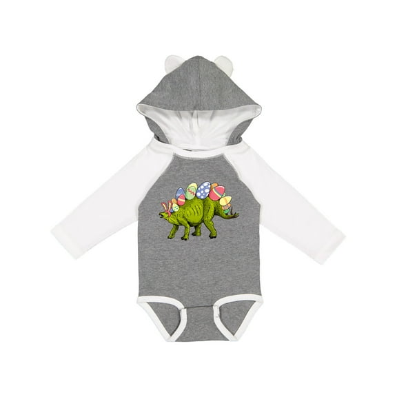 Inktastic Easter Bunny Stegosaurus with Eggs and Pink Ears Boys or Girls Long Sleeve Baby Bodysuit