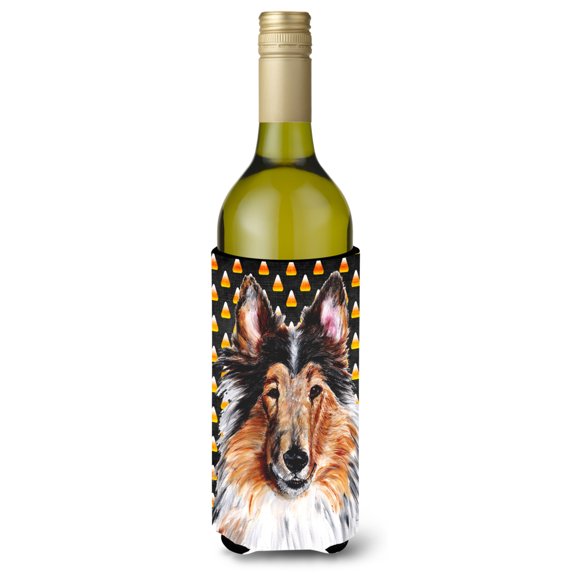 Collie Candy Corn Halloween Wine Bottle Hugger