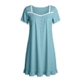 thumbnail image 5 of Nightgown Women Short Sleeve Women’s Square Collar Sleep Dress Short Sleeve Button Nightgown with Pocket Loose Ruffle Hem Casual Home Midi Night Dress Light Blue S, 5 of 6