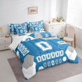 thumbnail image 3 of Homewish Personalized Initial D 7-Piece Twin Bedding Sets For Female Men Adults,Blue White Bedding Comforter Set,Geometric Honeycomb Hexagon Breathable Sheet Sets,Ultra Soft Home Decor,Reversible, 3 of 8