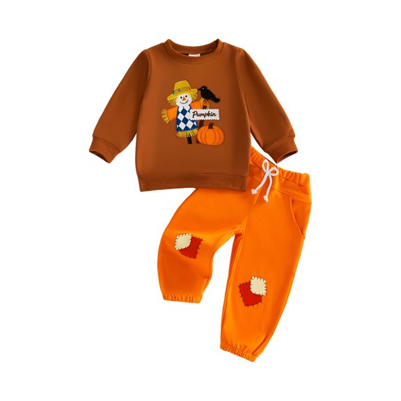 RUINIXCW Toddler Boy Thanksgiving Outfit Long Sleeve Pullover Sweatshirt and Pants