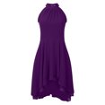 thumbnail image 3 of Abcnature Summer Dresses for Women 2022, Women's Beach Casual Dresses, Round Neck Sleeveless Dress, Chiffon Double Layer Ruffles Pencil Dress, Plus Size Holiday Dresses Mini Sundresses Purple M, 3 of 5
