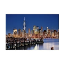 Canvas Wall Art - Martin Froyda 'Manhattan Skyline At Night' Wall Art for Living Room, Bedroom, or Office D?cor by Trademark Fine Art - 19 x 12 Inches