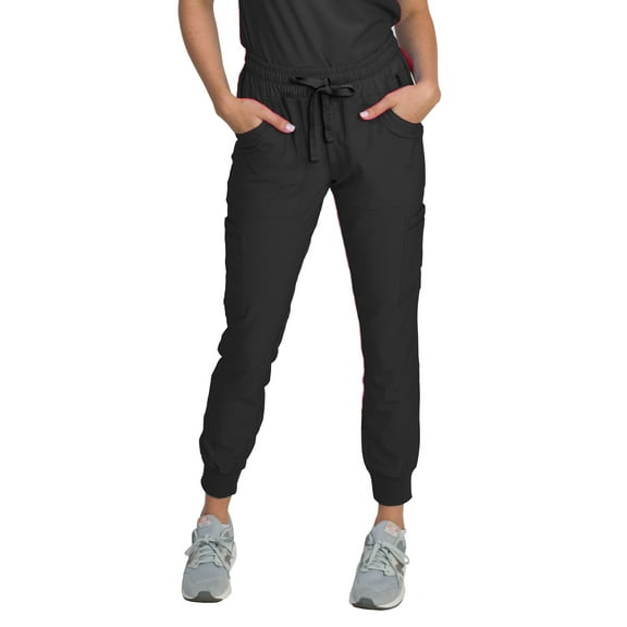 Medgear Scrubs for Women, 4-way Stretch Jogger Scrub Pants with Knit Rib Cuffs and Multiple Pockets