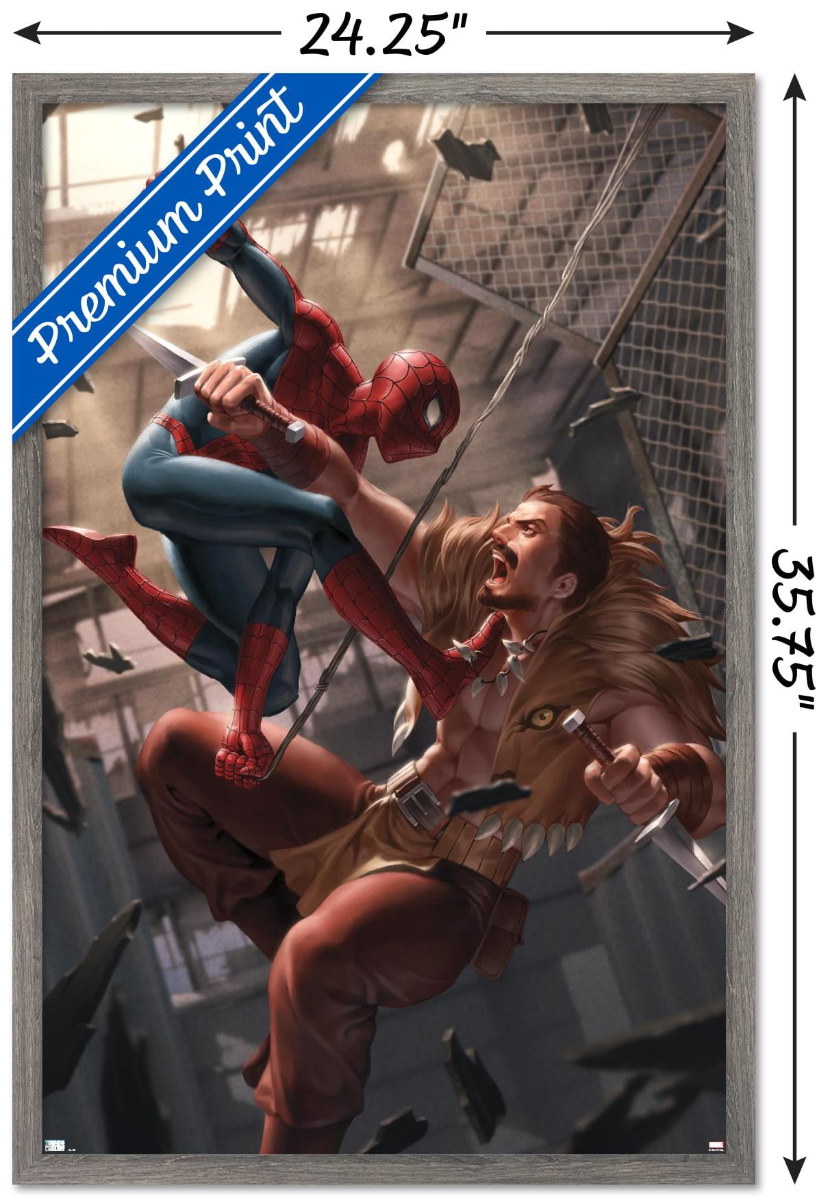 Marvel Comics - Spider-Man - Battle with Kraven Wall Poster, 22.375" x 34", Framed