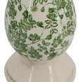 thumbnail image 3 of A&B Home White Ceramic Pillar Candleholder with Green Floral Motif 5.3" x 5.3" x 12.4", 3 of 6