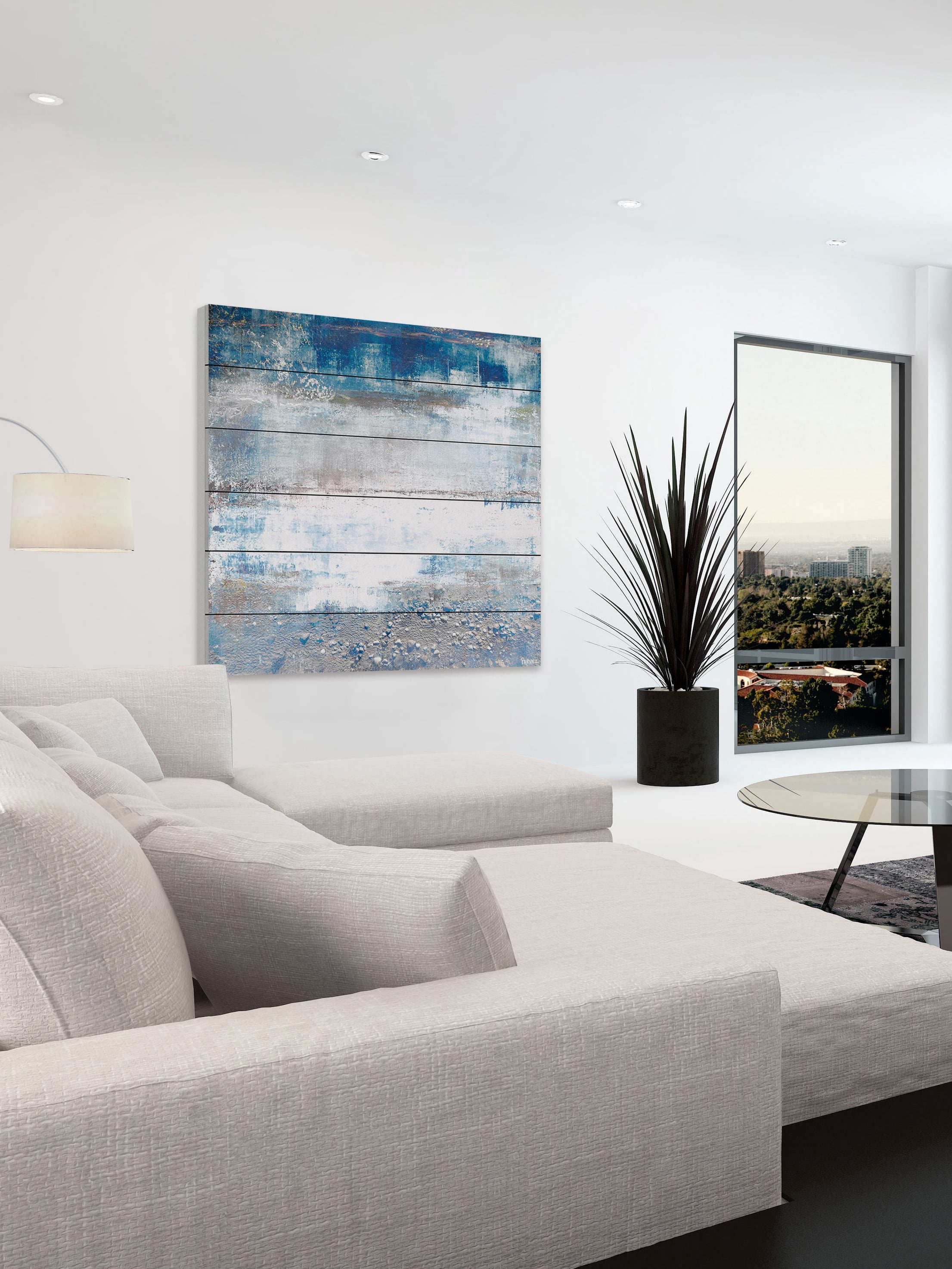 "White Splash" Painting Print on White Wood