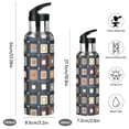thumbnail image 2 of Yayeee 20oz Insulated Water Bottle Double Wall Stainless Steel with Flip Straw Lid, Square Harmony, 2 of 7