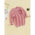 thumbnail image 3 of FEORJGP Toddlers Baby Girl Valentine’s Day Sweaters Infant Long Sleeve Knitwear Pullovers Heart Embroidery Knit Jumper Crew Neck Sweatshirt Knitted se Casual Clothes for Spring Fall Winter, 3 of 9