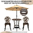 thumbnail image 6 of Tcbosik Bistro Table and Chairs Set for 2, Outdoor 3 Piece Patio Furniture Set for Garden Balcony, Cast Aluminum Table with 1.8" Umbrella Hole, 2 Chairs with Rose Pattern Backrest, Bronze, 6 of 10