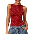 thumbnail image 4 of WEIWEN Spaghetti Strap Tank Top for Women Sleeveless Ribbed Knit Vest Shirts Slim Fit Summer Going Out Camisole Womens Tank Tops Red, L, 4 of 7