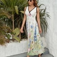 thumbnail image 6 of Watercolor Wildflowers Dress Fashion Boho Beach Long Dresses Female Party Printed Maxi Dress, 6 of 9
