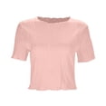 thumbnail image 3 of Graphic Tees for Women Solid Color Short Sleeve Casual Slim Fit Crew Neck Refreshing Breathable Resistant Daily Red Tank Tops Sizes 2XL, 3 of 6