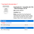 thumbnail image 2 of Head Gasket Set - Compatible with 1996 - 2000 Ford Ranger 3.0L V6 1997 1998 1999, 2 of 2
