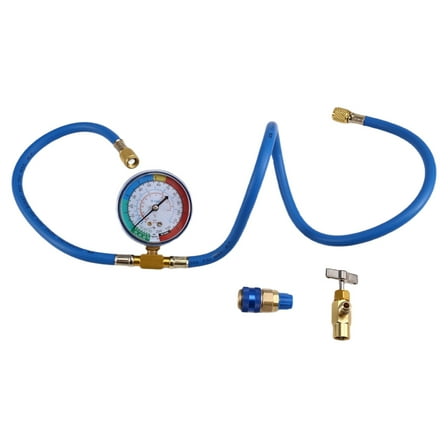 1 x Refrigerant Gauge Hose With Gauge-Blue