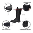 thumbnail image 4 of Women's Front Lace Up Side Zipper Knee High Work Boots, Wide Calf Tall Riding Boots for Street Daily Fall Winter Outdoor Travel Outfits Black 37, 4 of 9