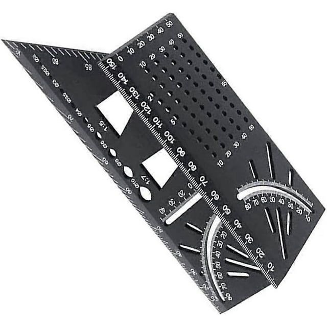3D Square Aluminum Alloy Square Size Measuring Ruler Measuring Angle 45°/ 90° 3D Miter Angle with Gauge Ruler for Woodworking 62 x 215 x 73mm