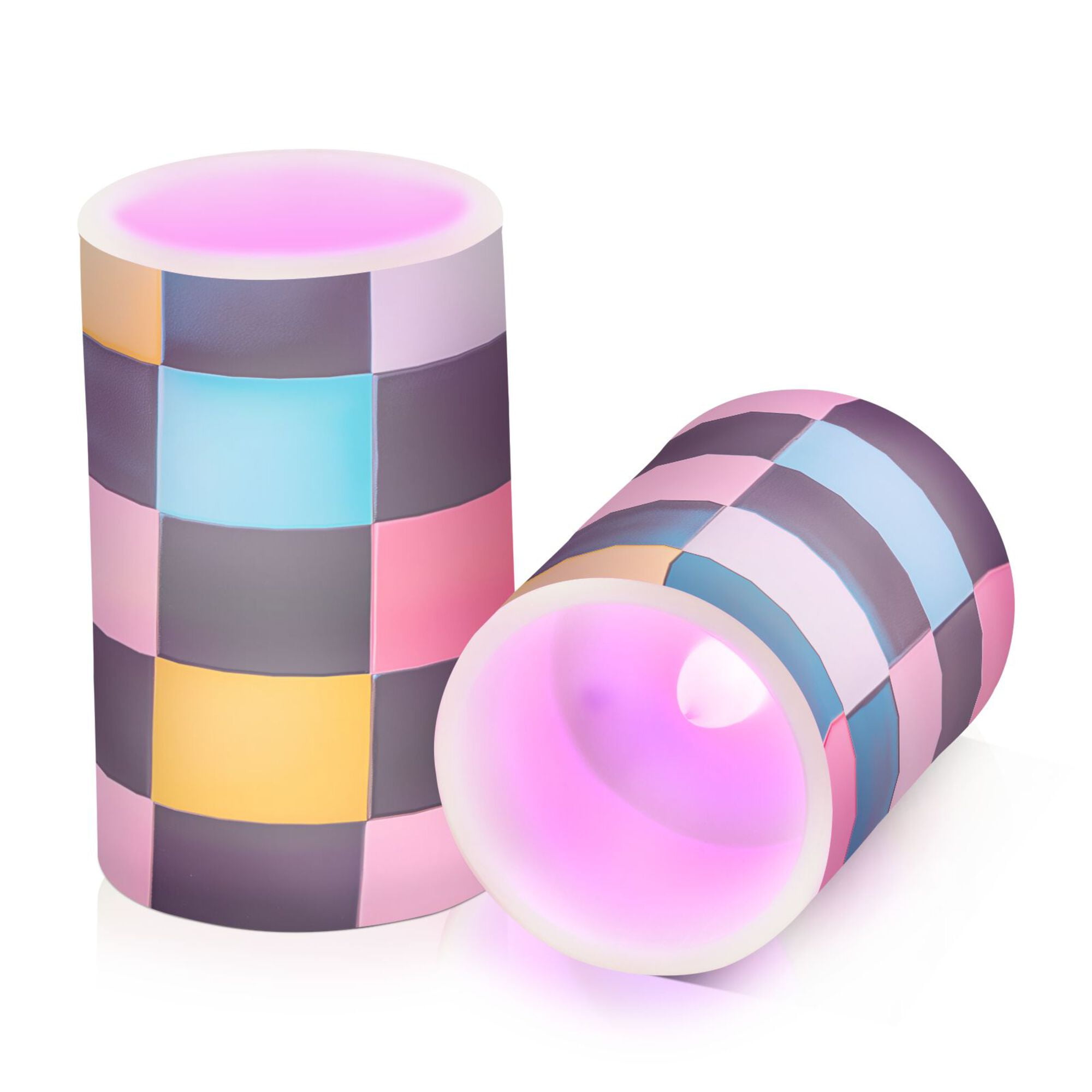 Yayeee Flameless Candles with Remote Flickering Battery Operated Multi Color Changing, Pink Checkered Pattern