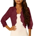 thumbnail image 2 of Yxbdin Lace Shrug Cardigans for Women Summer 3/4 Sleeve Bolero Shrug Lightweight Open Front Cardigan Elegant Cropped Shrug Tops for Dresses, 2 of 8