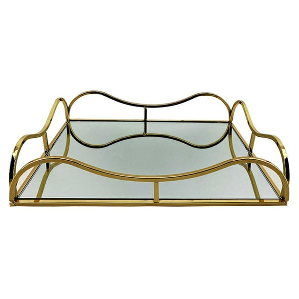Rectangle Mirror Glass Tray Serving Dresser Perfume Vanity Tray