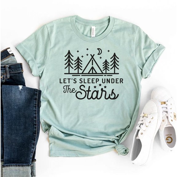 Let's Sleep Under The Stars T-shirt Outdoors Shirt Camping Couple Gift Christmas Nature Lover Family Camp Life For Women Men Tee Friends Cute Camper