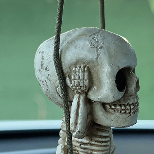 Espejos retrovisores para coche DIY artesanías de esqueleto adorno de calavera para fiesta de Halloween de terror JShteea Accesorios para autos y motos