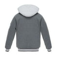 thumbnail image 3 of The Polar Club Boys' Fleece Varsity Baseball Jacket with Removable Hood (Charcoal-S/8), 3 of 5