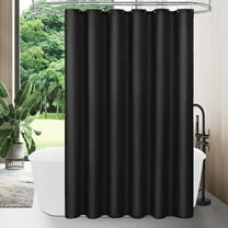 Extra Long Shower Curtain Liner, Black Shower Liner Fabric with Plastic Hooks, Waterproof Bath Curtain Liner Polyester Soft Lightweight, 72 x 84 Inches, Washable