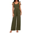 thumbnail image 6 of Pants for Women Summer Solid Color Pocket Wide-Leg Jumpsuit Army Green S, 6 of 6