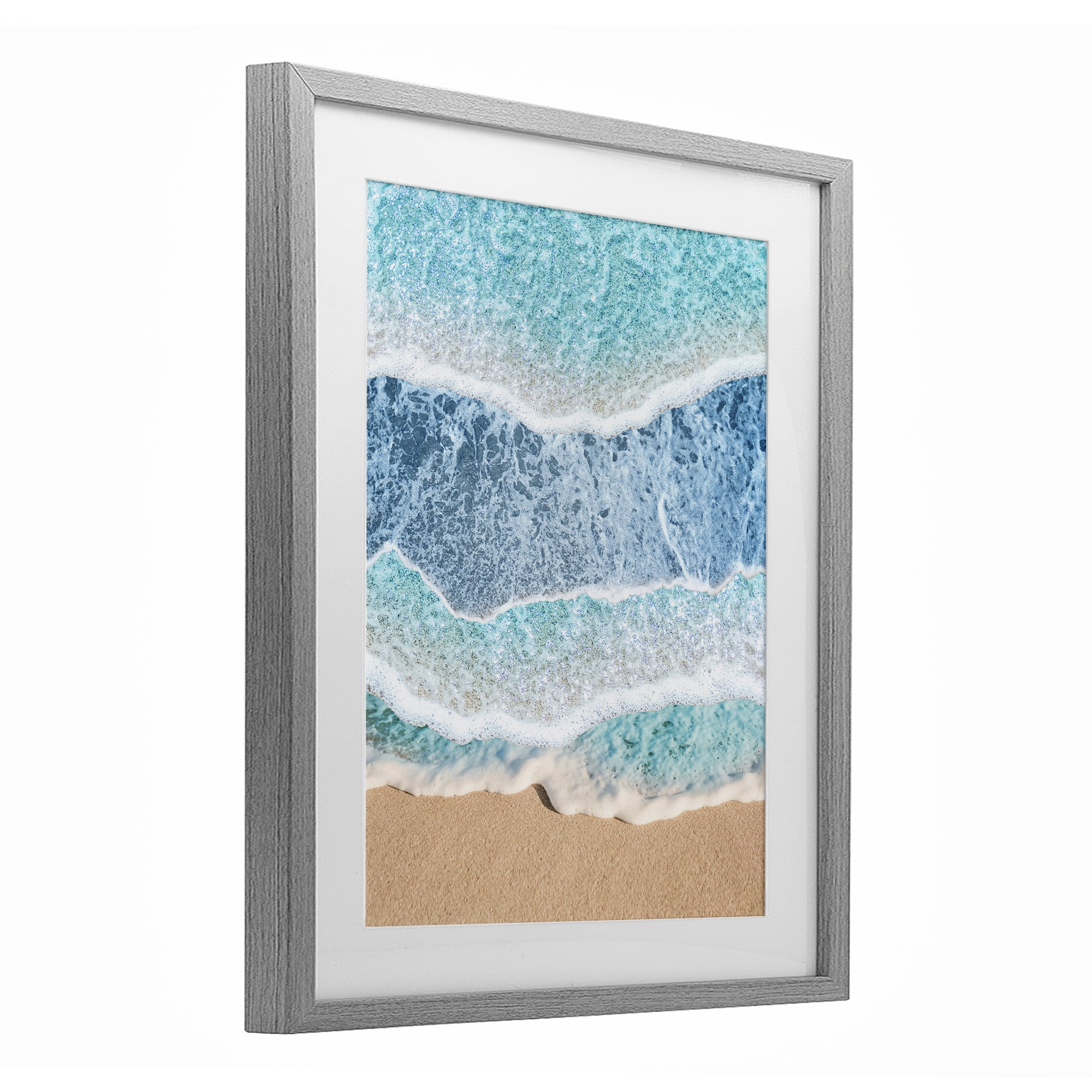 Stupell Industries Overlapping Shore Waves Gray Framed Print Under Glass, design by Jesse Keith