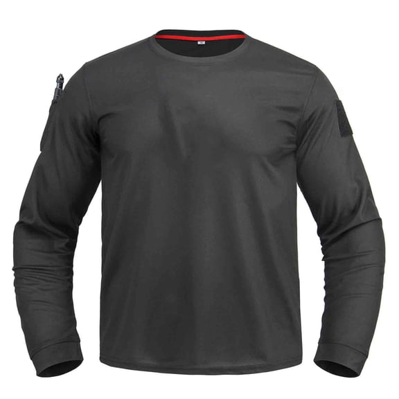 DPTALR Men's Solid Color Crew Neck Long Sleeve Quick Drying Top,Black,Big and Tall Men XXXXL