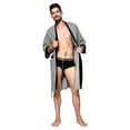 thumbnail image 3 of Woungzha Men's Waffle Kimono Robe Cotton Lightweight Nightgowns Spa Terry Cloth Bathrobe Sleepwear with Pockets, 3 of 6