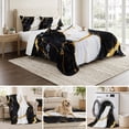 thumbnail image 6 of Twin XL Quilt Set 68''x98'', Black Marble Lightweight Bedspread Coverlet Set with 2 Pillow Shams, Luxury Gold White Abstract Cracks Artwork Breathable All Season Quilt Bedding for Dorm/Guest Room, 6 of 9