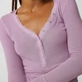 thumbnail image 3 of Womens Long Sleeves Ribbed Knit Tunic Scoop Neck Button Down Casual Henley Tee Shirt Slim Fit Blouses  M, 3 of 6