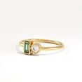 thumbnail image 4 of vylahjewellery Women's Emerald Green Stone Toi Et Moi Wedding Ring 10K Vermeil Yellow Gold Engagement Anniversary Ring Bezel Round Moissanite Valentine Day Gift Ring for Women, 4 of 10