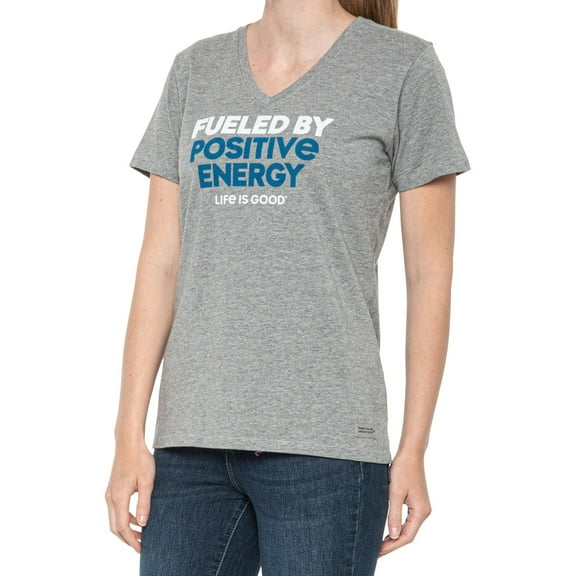 LIFE IS GOOD SHIRT WOMEN'S - FUELED POSITIVE ENERGY SZ LARGE GREY - TEE CREWNECK