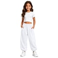 thumbnail image 3 of XINXIAOO Unisex Boys Girls Sweatpants Classic Fit Elastic Waist Wide Leg Pants with Pockets Girls Athletic Pants White Pants Kids Spring Fall Pants 10-11 Years, 3 of 7