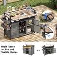 thumbnail image 6 of Harper & Bright Designs Wicker Outdoor Grill Cart with Extended Plastic Wood Table Top, Rolling Kitchen Island on Wheels with Storage Cabinet for Patio Backyard Garden, Grey, 6 of 16