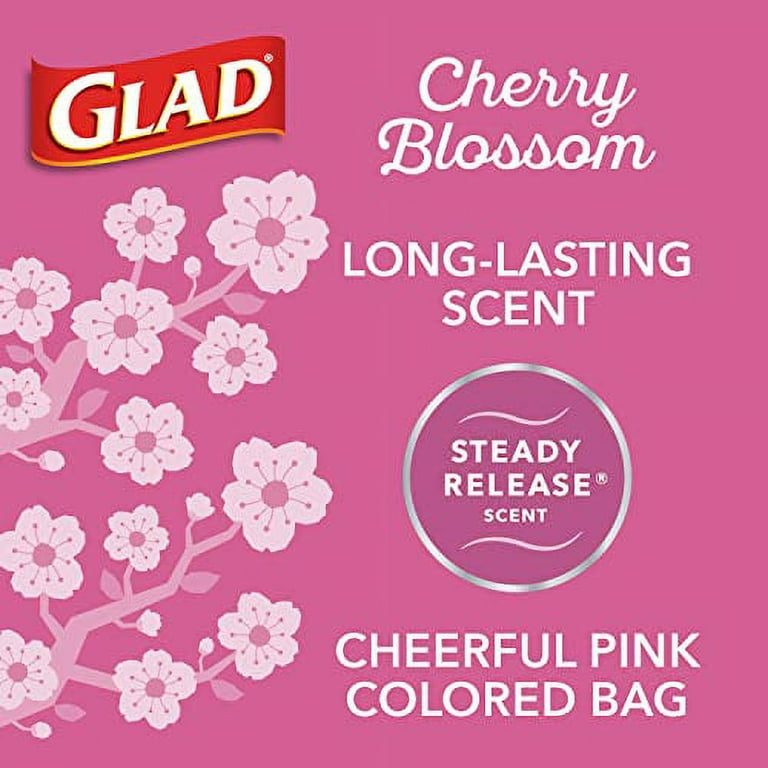 Glad Trash Bags, Drawstring, Small, Cherry Blossom, 4 Gallon - 34 bags
