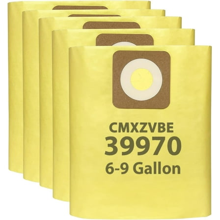 5 Pack 39970 Filter Bags Replacement for CRAFTSMAN 6 and 9 Gallon Shop Vacuums 17584/17590, CMXZVBE39970 Fine Dust Bags