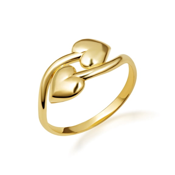 10k Yellow Gold Double Heart Love Band Ring (Size 4)