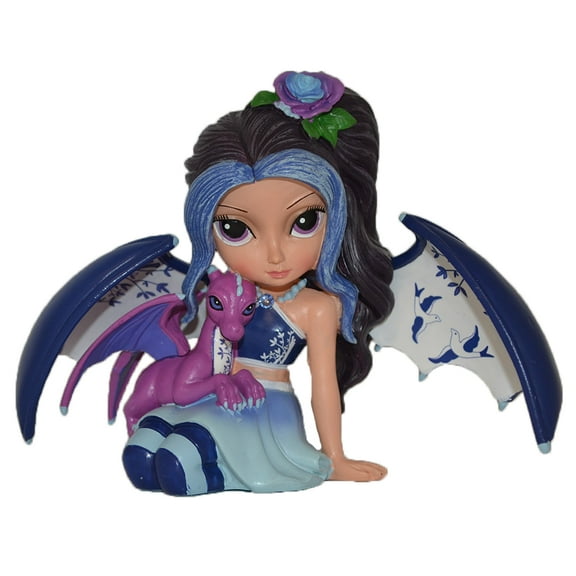 The Hamilton Collection Love and Harmony Blue Willow Fairy Dragon Figurine by Jasmine Becket-Griffith 4-Inches