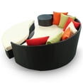 thumbnail image 2 of Taiji Collection EEI-645-EXP-MUL 71 Outdoor Daybed and Ottoman with 7 Throw Pillows  All Weather Synthetic Rattan Weave  Water and UV Resistance in Espresso and Multicolor, 2 of 4
