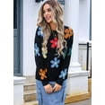 thumbnail image 4 of Cute Sweaters for Women Long Sleeve Floral Pullover Knitted Outerwear Y2K Tops Loose Winter Fall Outfits 2025 Black S, 4 of 7