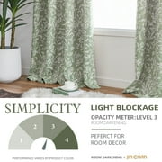 Curtainking Blackout Curtains for Bedroom Thermal Curtains Floral Patterned Living Room Vintage Country Curtain 84 inch Long 2 Panels Green on Beige