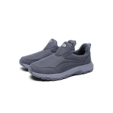 

Harsuny Mens Casual Shoes Slip On Flats Plush Lined Sneakers Driving Slip-Resistant Lightweight Walking Shoe Comfort Warm Sneaker Gray 8.5