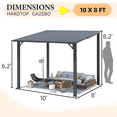 thumbnail image 4 of YODOLLA Gazebo 8 Pieds x 10 Pieds à Toit Rigide, Gazebo d'Extérieur Robuste avec Toit Incliné en Acier Galvanisé, Gazebo Métallique Entièrement Résistant aux Intempéries avec Rayures Verticales pour Patio, Cour Arrière et Pelouses, 4 of 7