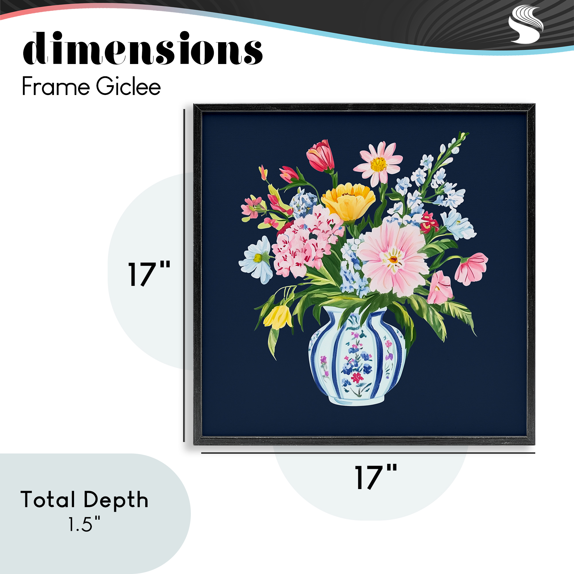 Spring Elegance Chinoiserie Vase Black Framed Giclee Art, design by Yen