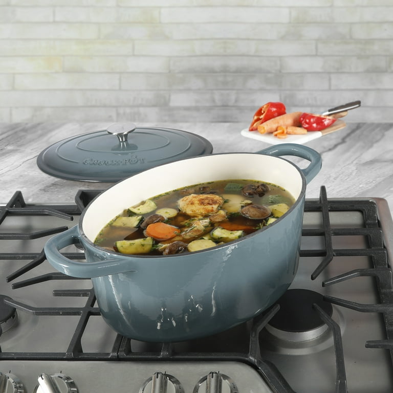  Crock-Pot Artisan Oval Enameled Cast Iron Dutch Oven, 7-Quart,  Slate Gray: Home & Kitchen