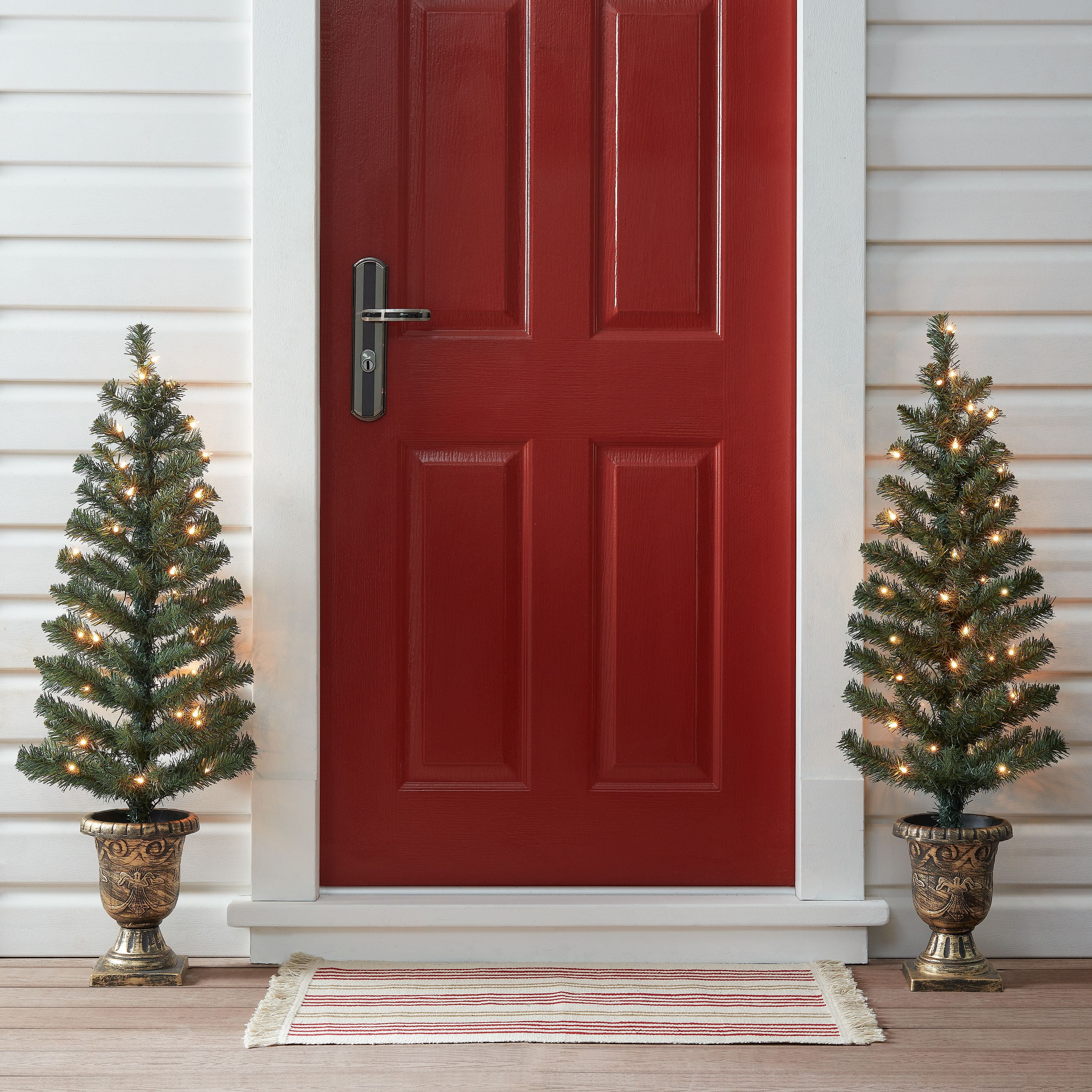 Holiday Time Prelit Bronze Conical Christmas Trees Set Of 2